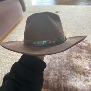 Western Brown Hat with Turquoise Details